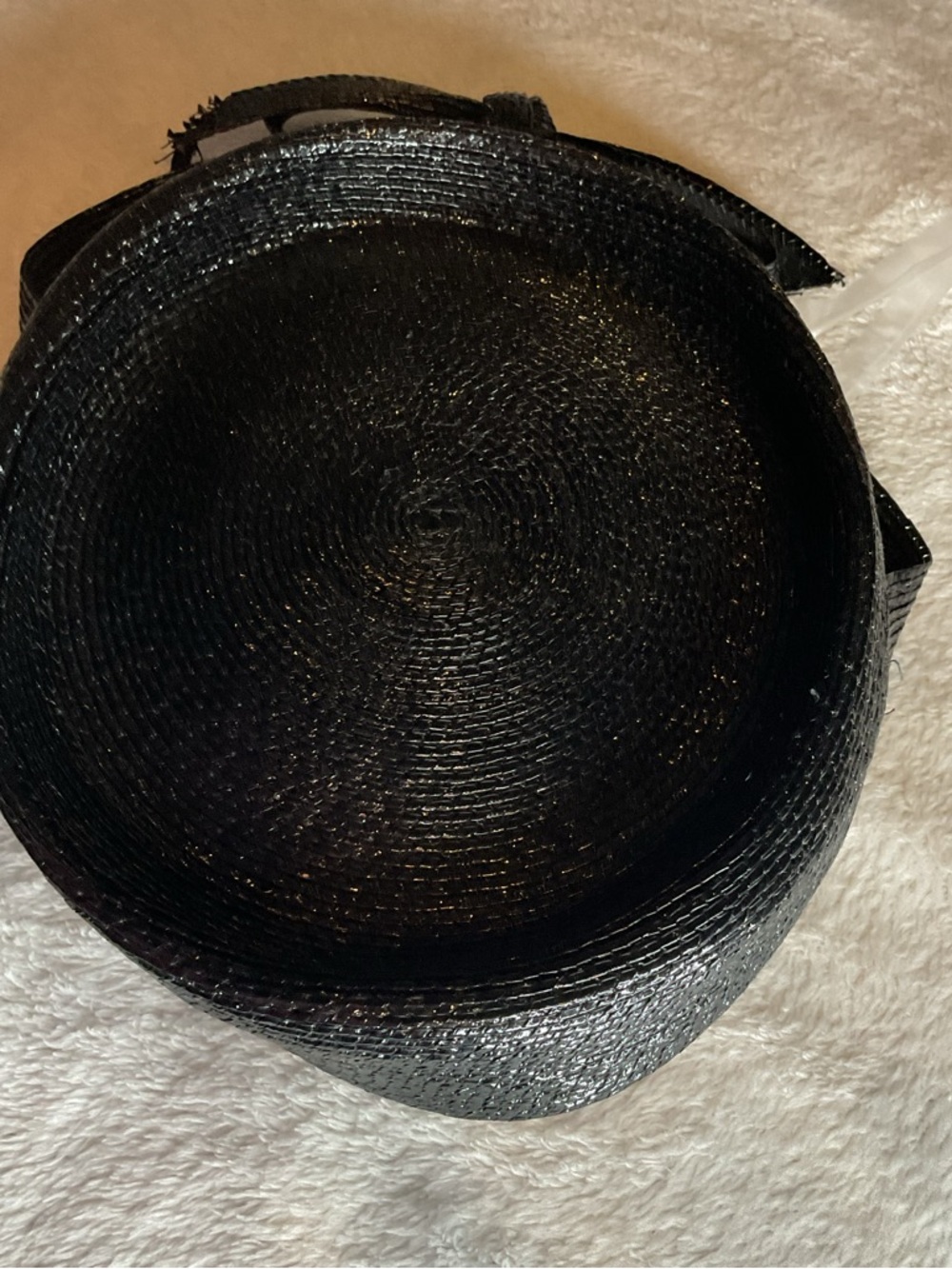 Vintage Rochelle Originals Black Straw Boater Hat | Classic Elegant Bow - Picture 2 of 6